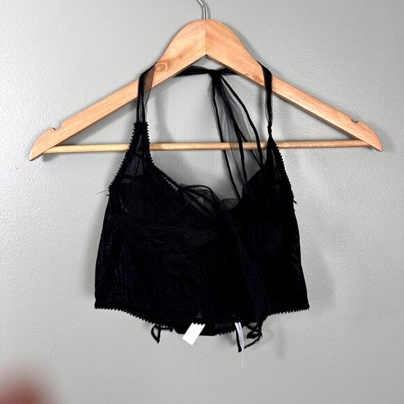 Urban Outfitters Out from Under Black Mesh Corset Halter Sexy Lingerie Top Small - Picture 2 of 8
